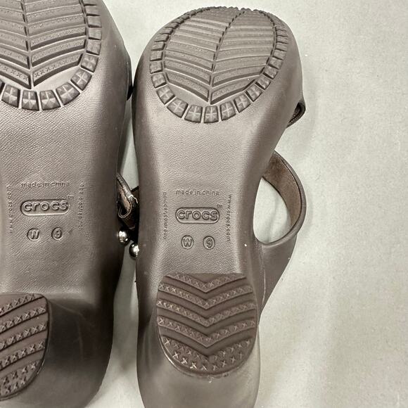 CROCS Cyprus IV Heel Brown Mushroom Brown Sandals Rubber Jelly Womens Size 9 - Picture 11 of 14